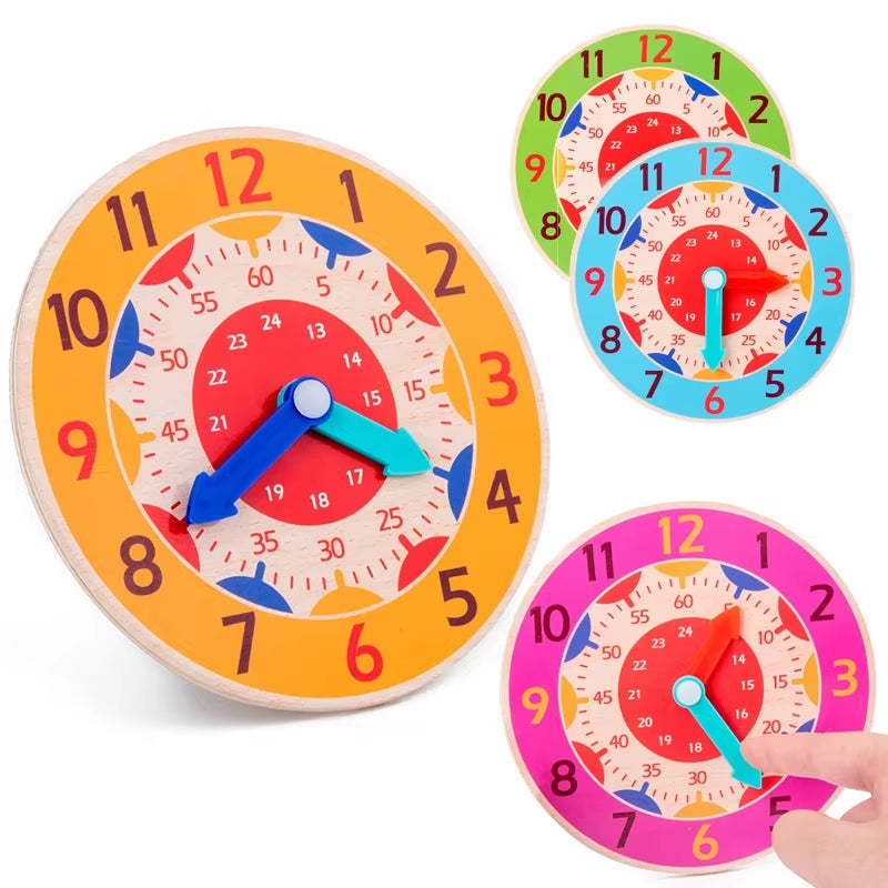 Montessori Wooden Clock Toy – Fun Time Learning & Teaching Aid for Kids, Perfect for Primary School Education