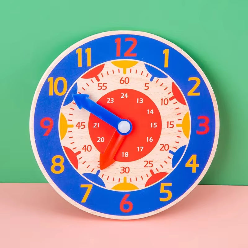 Montessori Wooden Clock Toy – Fun Time Learning & Teaching Aid for Kids, Perfect for Primary School Education