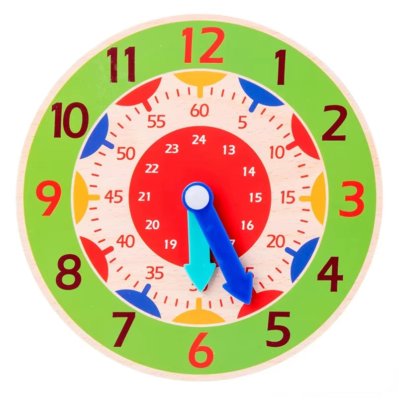 Montessori Wooden Clock Toy – Fun Time Learning & Teaching Aid for Kids, Perfect for Primary School Education